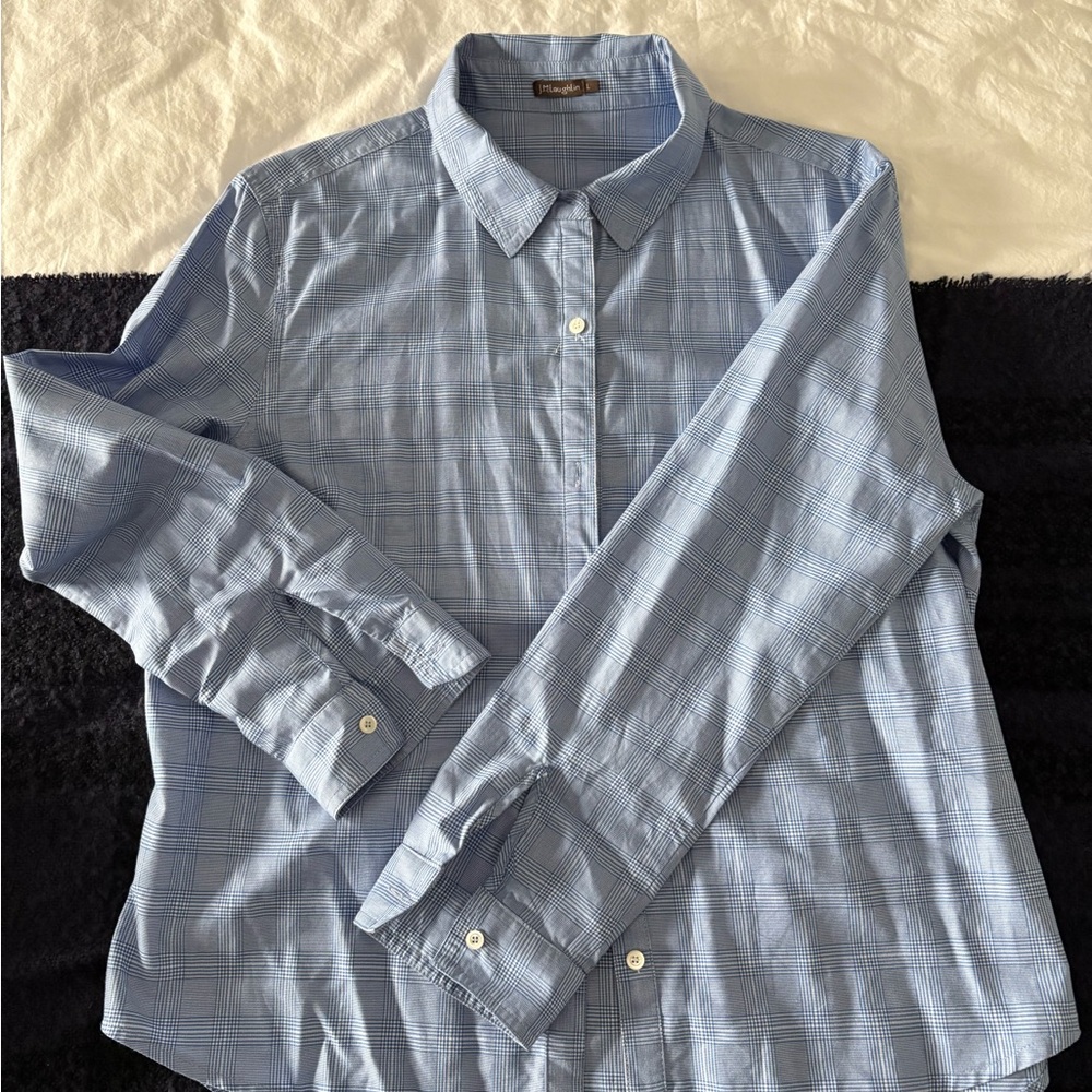 J.McLaughlin Blue Plaid Button-Down Shirt - Size L